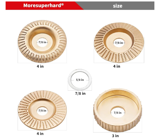 Wood Carving Disc Set Upgraded 4PCS for 4" or 4-1/2" Angle Grinder with 5/8" Arbor,Grinding Wheel Shaping Disc for Wood Cutting,Grinder Cutting Wheel Attachments