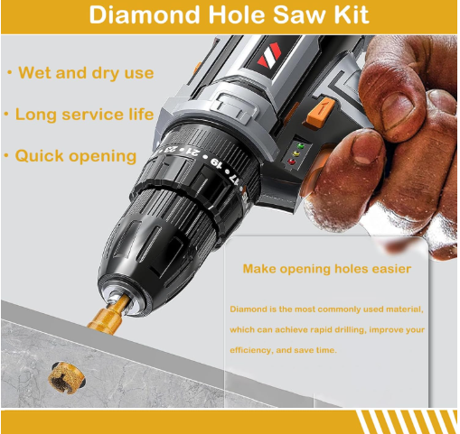 Diamond Core Drill Bits Set 12Pcs,Vacuum Brazed Diamond Hole Saw
