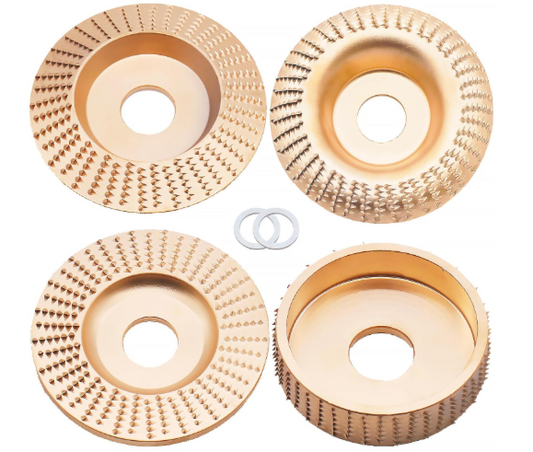 Wood Carving Disc Set Upgraded 4PCS for 4" or 4-1/2" Angle Grinder with 5/8" Arbor，Grinding Wheel Shaping Disc for Wood Cutting，Grinder Cutting Wheel Attachments